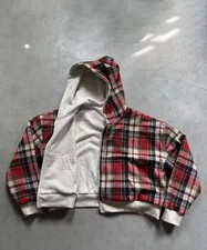 Vintage Reversible Gray/Plaid-Lined Cropped Hoodie Jacket picture