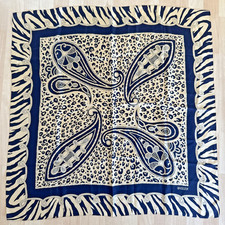 Basler Vintage Beautifull Pure SILK Scarf Blue Paisley Pat SZ 33