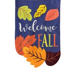 Briarwood Lane Welcome Fall Leaves Burlap House Flag 28x40 picture