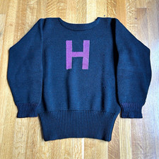 Vintage 1940s Harvard Two Tone Collegiate Knit Sweater Pullover Early 40s? picture