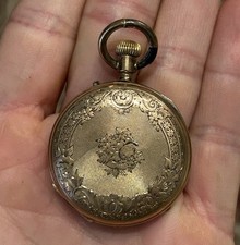 Antique 14K Solid Gold Pocket Watch Remontoir  Parts -loose Glass Face picture