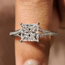 4.30Ct Princess-Cut Lab Grown Diamond Solitaire Wedding Ring VS1 14K White Gold picture
