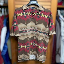 Vintage 90s Polo Ralph Lauren Southwestern Aztec Navajo Short Sleeve Polo Shirt picture