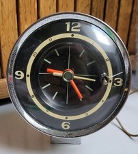 OLD VINTAGE COLUMN MOUNT CLOCK CHROME BOAT ACCESSORY  picture