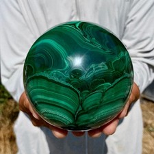 4.54LB Rare Natural Malachite quartz hand Carved sphere Crystal Healing picture