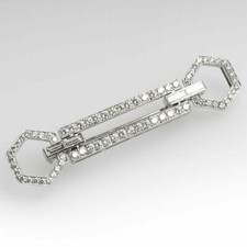 1.80CT Baguette Cut Cubic Zirconia Geometric Brooch 925 Silver Gold Plated picture