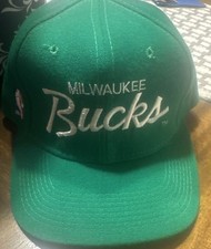 Milwaukee Bucks Sports Specialties Script Logo SnapBack Cap Vintage Rare picture