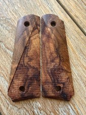 1911 Exotic Weru Burl Wood Grips Government Full Size Colt - Comfort Checkered picture