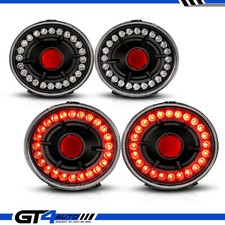 2005-2012 Chevy Corvette C6 Coupe Black LED Halo Tail Lights Brake Lamp 4pcs Set picture