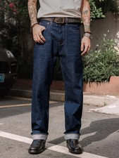 12oz Selvedge Denim Jeans WWII Cut Zipper Fly High-Rise Straight-Leg picture