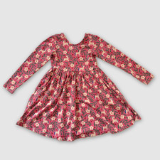 Hanna Andersson Girls Dress Size 5 / 110cm Pink Unicorn Floral Long Sleeve picture