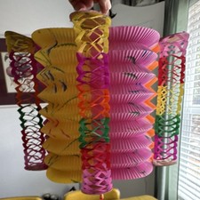 VTG Large 50S /60S Era Multicolor Chinese Paper Lanterns NEW Party/Holiday 12pc picture