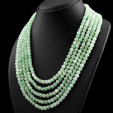 719.50 CTS NATURAL 5 LINE GREEN AQUAMARINE UNTREATED ROUND BEADS NECKLACE (DG) picture