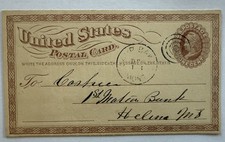 1870s Camp Baker Montana Terr Postal Card UX1 1c to First Natl Bank Helena GB98 picture