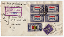 1944 EFO Scott #913 Large Top E Variant Registered Cover WWII Error Freak Oddity picture