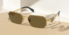 PRADA PR A51S 15N01T Matte Gold Dark Brown 58 mm Women's Sunglasses picture