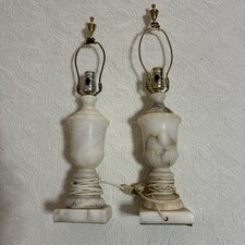 Beautiful Pair Of Vintage Carved Marble Alabaster Table Lamps picture