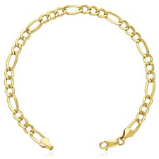 10K Yellow Gold-Filled 5mm Figaro Link Anklet (Hollow) 10