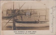 Boat Moorings Hope Creek Lower Alloways New Jersey NJ RPPC Bradway Postcard picture