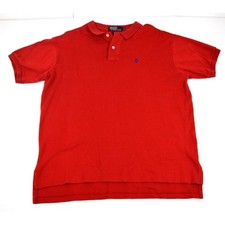Vintage 90s Polo Ralph Lauren Shirt Mens L Red Smooth Cotton Polo Made USA picture