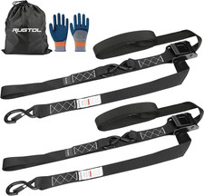Motorcycle Tie down Straps, 1.5In X 10FT Cam Buckle Straps with S Hooks Integrat picture