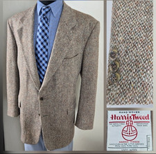 Vtg Harris Tweed Barleycorn Wool Blazer Mens 46R Sport Coat Buttonhole Jacket picture