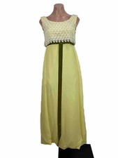 Vintage 60s Dress Hippie Disco Empire Waist Boho Maxi Chiffon Cottagecore Retro picture