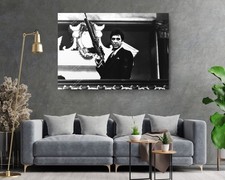 Classic Gangster Movie Tony Montana Canvas Print Black and White Movie Scene picture