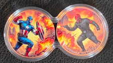 2 x 1 oz Copper Captain America vs Red Skull Colorized in Infinity Capsule picture