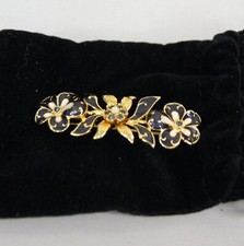 Vintage Joan Rivers Gold-tone Floral Enamel Crystal Brooch, SM1664 picture