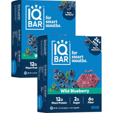 IQBAR Clean Protein Bars - Vegan, Low Sugar Snack, Wild Blueberry, 24 Count picture