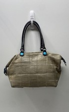 Gabs Firenze Italy Tan Croc Embossed Leather Satchel Tote Bag Turquoise Accents picture