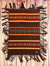 1970's Vintage Pendleton Brown Wool Fringed Shawl Blanket 45