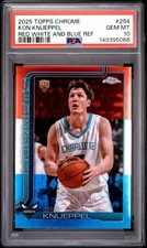 Topps 2025 Chrome Kon Knueppel Rookie #254 Red White and Blue Refractor PSA 10 picture