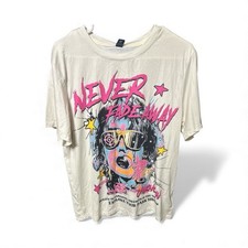ROMWE Never Fade Away Graphic Tee NWT Pop Art  Shirt Women's SMALL - Off White picture