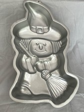 Vintage 1993 Wilton Witch Cake Pan Halloween Broom Hat 10x16 Baking 2105-9330 picture