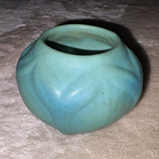 Antique Van Briggle turquoise Pottery small Round Bowl ColoSpgs,  2.5” picture