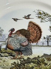Set of 4 LEGEND British Heritage Earthenware Thanksgiving Turkey  Dinner Plates picture