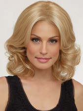 Shoulder Length Blonde Mix Fluffy Curly Synthetic Hair Wigs WOmen Natural Daily picture