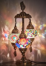 3 Globes Turkish Moroccan Mosaic Bohemian Boho Colorful Table Bedside Lamp Light picture