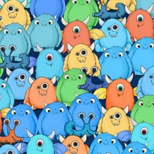 BOLT Baby Cartoon Monsters Children's Multicolor Cotton Fabric 10 yards 1 Piece picture