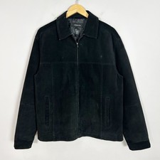 Vintage Claiborne Suede Jacket Black Suede Zip Up Size Large Men's picture