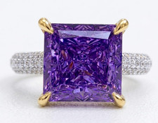 RARE 6.40 Ct Certified Princess Cut VVS1 Purple Natural Diamond Engagement Ring picture