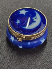 Vintage Rochard Limoges France Trinket Box Cobalt Blue Moon Stars Celestial picture