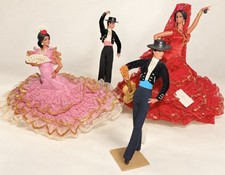 Vintage Marin Chiclana Flamenco Dolls Lot of 4 Spanish Dancers Miniatures Spain picture