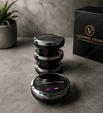 4 X BLACK SILVER EMBLEM CENTER CAPS FLOATING SPINNER FOR GIOVANNA WHEEL 2.70 In picture