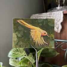 ACEO ATC original art female summer tanager bird acrylic chappellprints picture