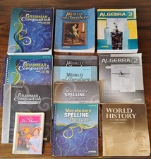 Abeka 10th Grade Curriculum Lot - 12 Books- Algebra 2, World History, Literature picture