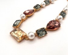 Authentic Oscar de la Renta Crystal & Pearl Statement Necklace  Handmade in USA picture