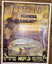 Illini Football Poster, Illinois VS Chicago Memorial Stadium Illini picture